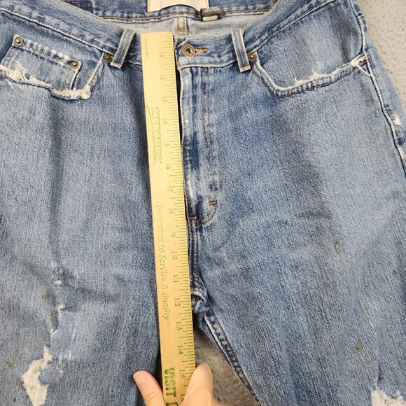 Relaxed Straight Faded Distressed Mens Workwear Blue Jeans Denim 36x30 Cotton - Picture 6 of 12